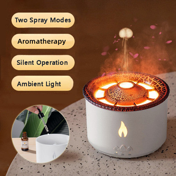 New Creative Ultrasonic Essential Oil Humidifier Volcano Aromatherapy Machine Spray Jellyfish Air Flame Humidifier Diffuser - Always Needs