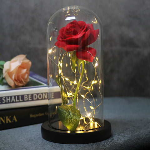 Mothers Day Wedding Favors Bridesmaid Gift Immortal Simulation Rose Glass Cover Luminous Led Ornament - Always Needs