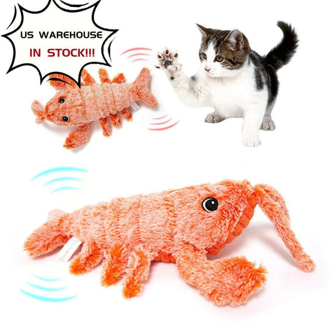 Pet Toys Electric Jumping Shrimp USB Charging Simulation Lobster Funny Cat Plush Pets Toy - Always Needs